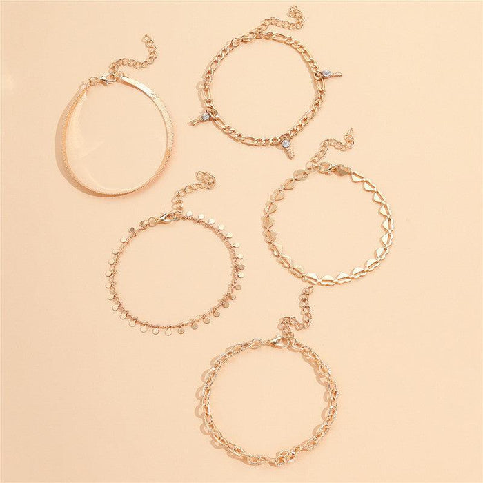 5 Pcs Women Fashion Anklets For Women Trendy Snake Chain Anklets