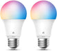 Kasa Smart Light Bulbs - Full Colour Changing Dimmable WiFi Bulbs, Compatible with Alexa and Google Home, A19, 9W 800 Lumens, 2.4GHz Only, No Hub Required, 2-Pack (KL125P2), Multicolour