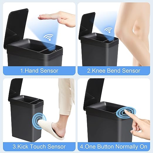 Bathroom Touchless Trash Can - Anborry 2.2 Gallon Smart Automatic Motion Sensor Rubbish Can with Lid Electric Waterproof Narrow Small Garbage Bin for Kitchen, Office, Living Room, Toilet, Bedroom, RV