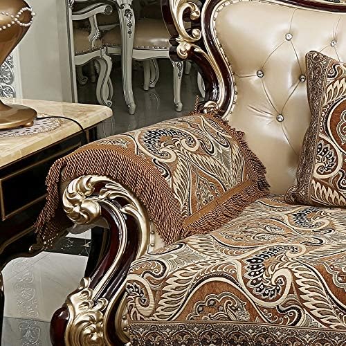 Sideli Luxury Chenille Jacquard Armrest Cover for Chair Couch Sofa Anti-Slip Furniture Protector(2pc-20x24-sofa arm Cover, Coffee)