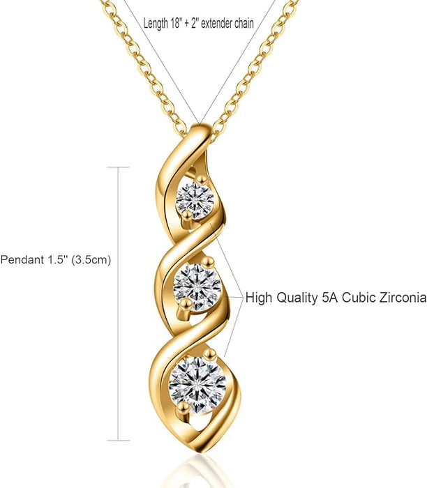 Ascona Silver/14K Gold/Rose Gold Plated Cubic Zirconia Necklace,Dainty Infinity Simulated Diamond Pendant Necklace for Women Jewelry Gift Bridesmaid Necklace