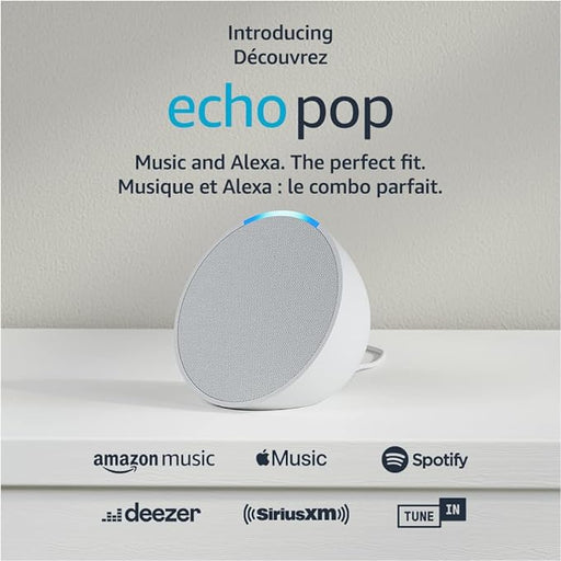 Echo Pop: Full Sound, Compact Smart Speaker with Alexa - Glacier White