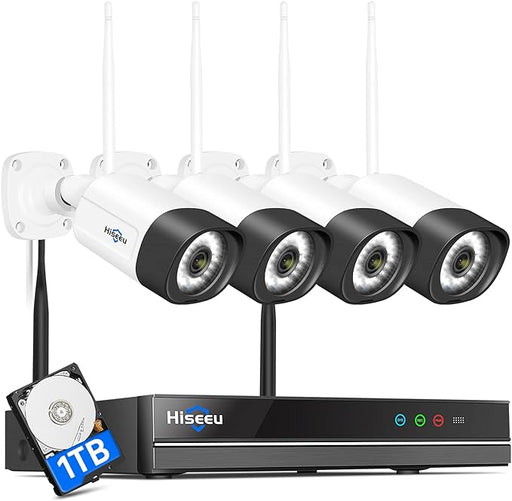 5MP WiFi Security Camera System - Outdoor Floodlight with 2-Way Audio, Expandable 10CH 8MP NVR, 1TB Hard Drive, IP66 Waterproof, Motion Alert, Plug & Play, 24/7 Time Record - Works with Alexa