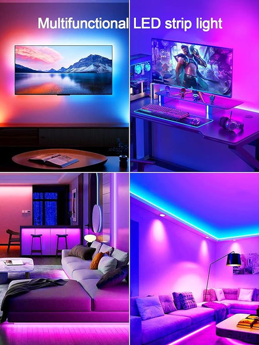 GIPOYENT TV LED Backlight,Sync to Music LED Strip Lights for 56-80 inch TV, LED TV Lights with Bluetooth Function,Led Lights for Bedroom RGB Colors Changing for Home Theater Non-Waterproof (16.4ft)