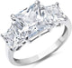 Solid 10K Yellow or White Gold Princess Cut Three Stone Anniversary or Engagement Ring (4.50 CT.TW)