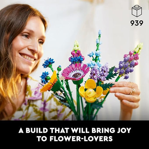 LEGO Icons Wildflower Bouquet Set - Artificial Flowers with Poppies and Lavender, Adult Collection, Unique Home Décor, Botanical Piece, 10313
