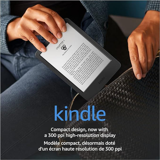 Amazon Kindle - The Lightest, Most Compact Kindle with Extended Battery Life, Adjustable Front Light, and 16GB Storage - Black