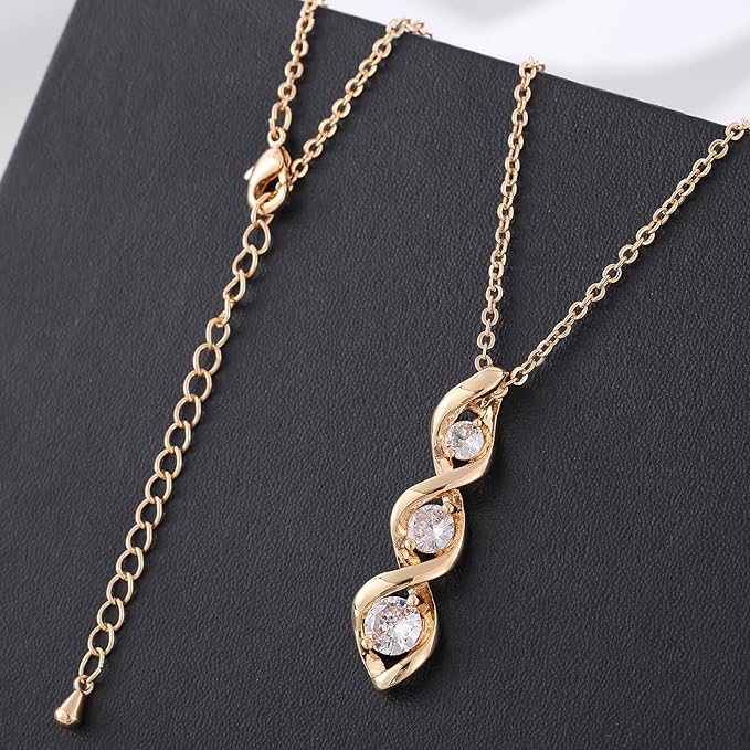 Ascona Silver/14K Gold/Rose Gold Plated Cubic Zirconia Necklace,Dainty Infinity Simulated Diamond Pendant Necklace for Women Jewelry Gift Bridesmaid Necklace