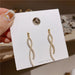 925 Silver Needle Pearl Curved Earring Temperament Long Earrings