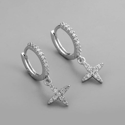 925 Sterling Silver Diamond Star Earrings
