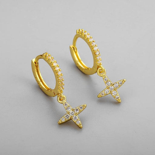 925 Sterling Silver Diamond Star Earrings