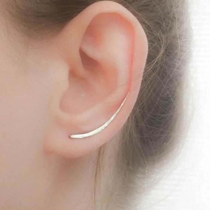 925 Sterling Silver Handmade Minimalist Ear Climber Earrings