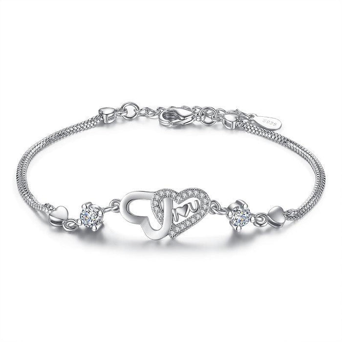 925 Sterling silver zircon Heart Bracelet