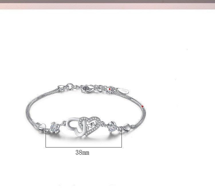 925 Sterling silver zircon Heart Bracelet