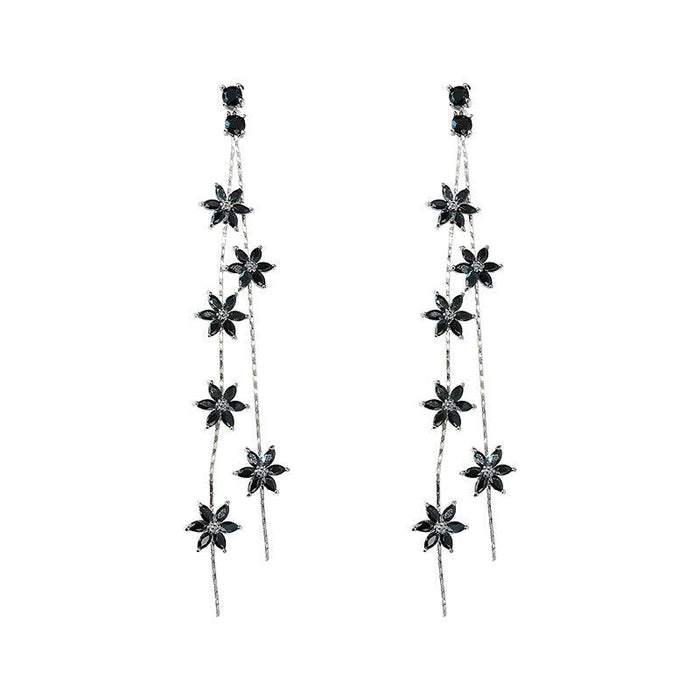 925 silver needle tassel earrings