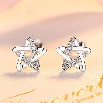 925 sterling silver Star Shape Earrings For Women & Girls