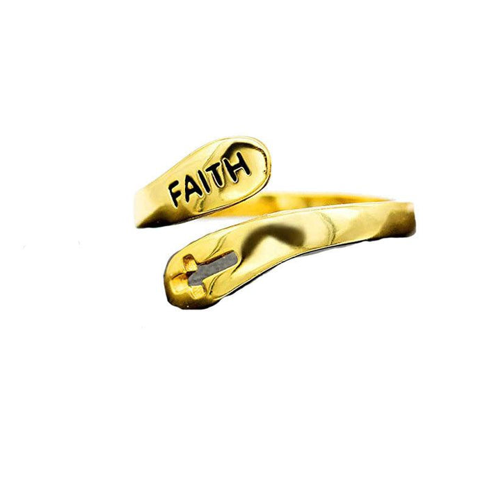 Adjustable Ring Vintage Faith Letters Cross Jewelry Gift