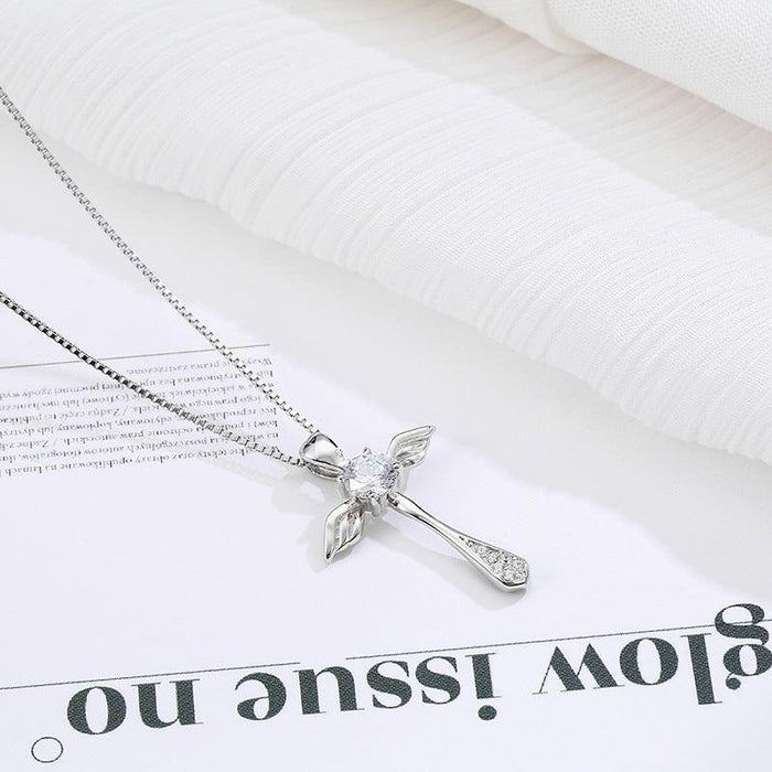 Angel Wings Cross 925 Whole Body Silver Pendant