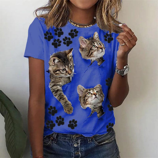Animal Print Short Sleeve Round Neck T-shirt