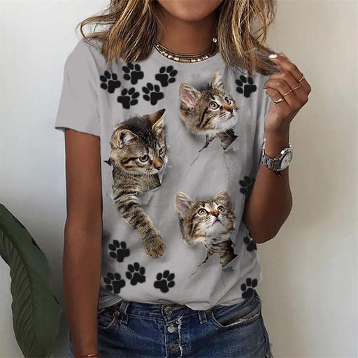 Animal Print Short Sleeve Round Neck T-shirt