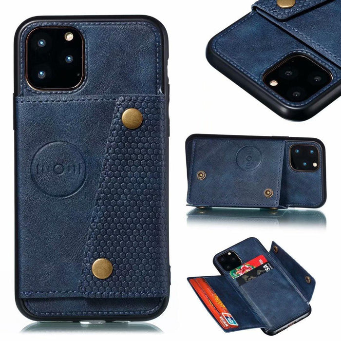 Applique Leather Double Buckle Phone Case