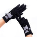 Autumn And Winter Embroidered Cat Touch Screen Gloves Suede Thickened Fleece-lined Riding Warm Gloves