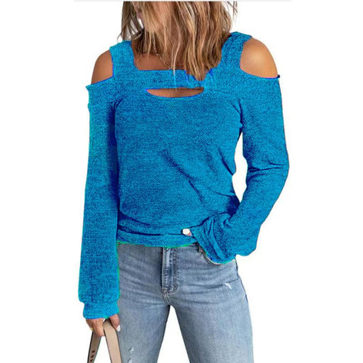 Autumn And Winter Fashion Casual Solid Color Off-shoulder Loose Long Sleeve T-shirt Women