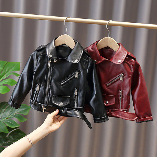 Autumn And Winter Kids' Western Style Leather Jacket