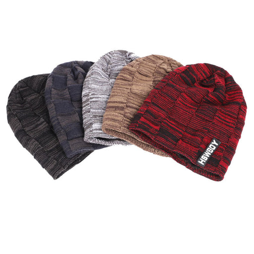Autumn And Winter Men's Plus Fluff Knitted Hat Headband Warm Velvet Hat