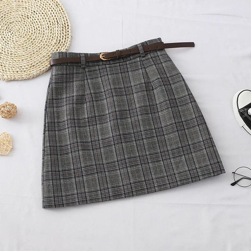 Autumn Skirt A-line Short Plaid
