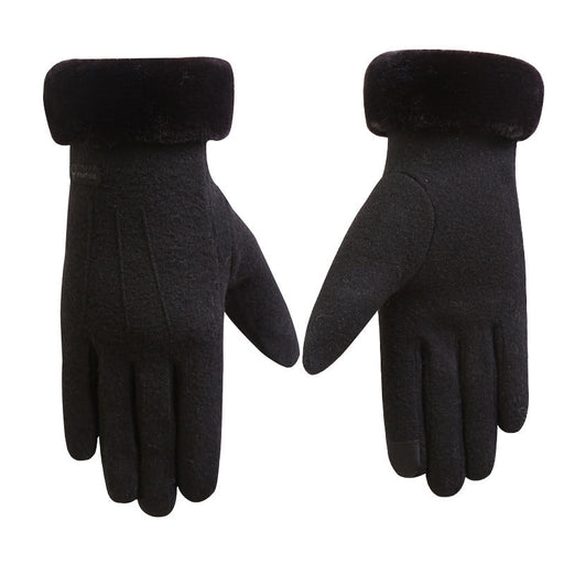 Autumn and winter cashmere full finger gloves women