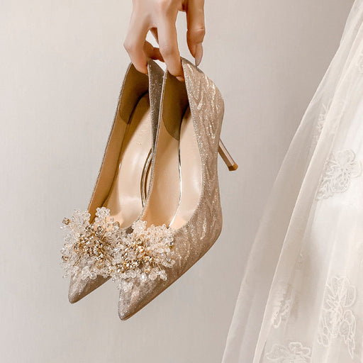Banquet Sequins Fashion Shoes Pointed Xiuhe Wedding