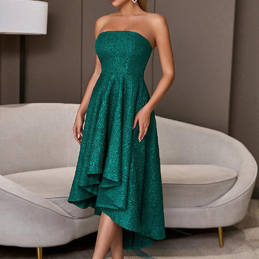 Bare-chested Green Sleeveless Elegant Flared Party Dress