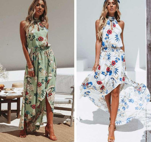 Beach Flowers Print Dress Bohemian Style Long Dress Summer