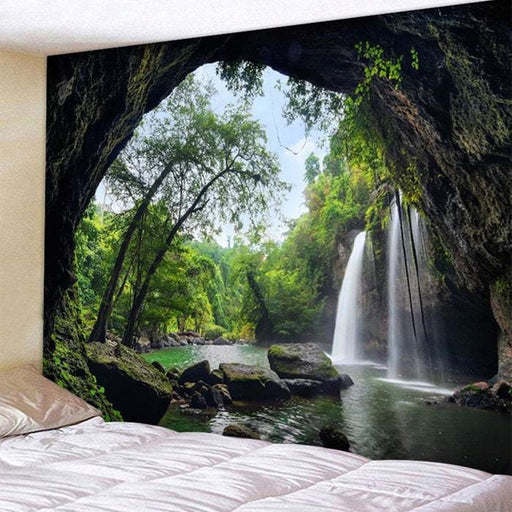 Beautiful Cave Waterfall Print Wall Hippie Tapestry Polyester Fabric Home Decor Wall Hanging Rug Carpets Waterfall