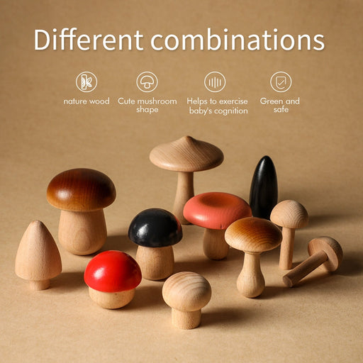 Beech Wood Mushroom Stacked Baby Early Education Puzzle Block Toys
