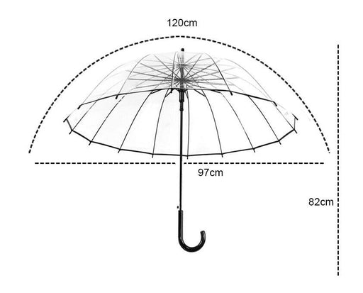 Big Long Handle 16 Rib Transparent Umbrella