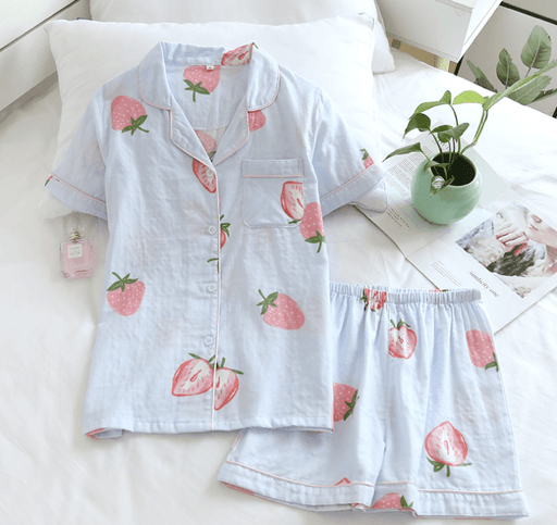 Big Strawberry Gauze Pajamas Women