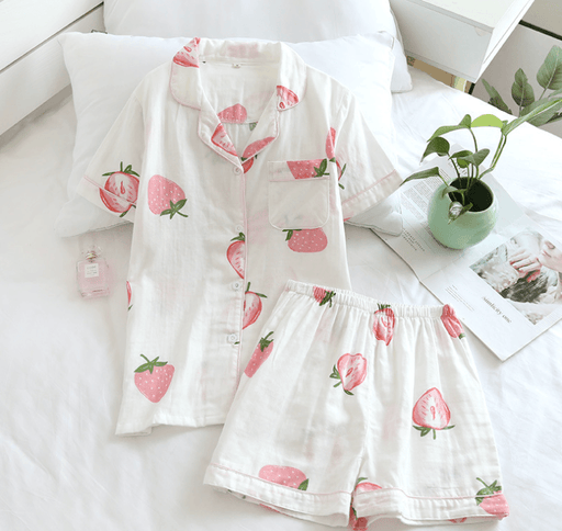 Big Strawberry Gauze Pajamas Women