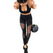 Black New Fashion Mesh Spliced Leggings Sports Women Long Legs Stretch Pants Fitness Yoga Pants Women