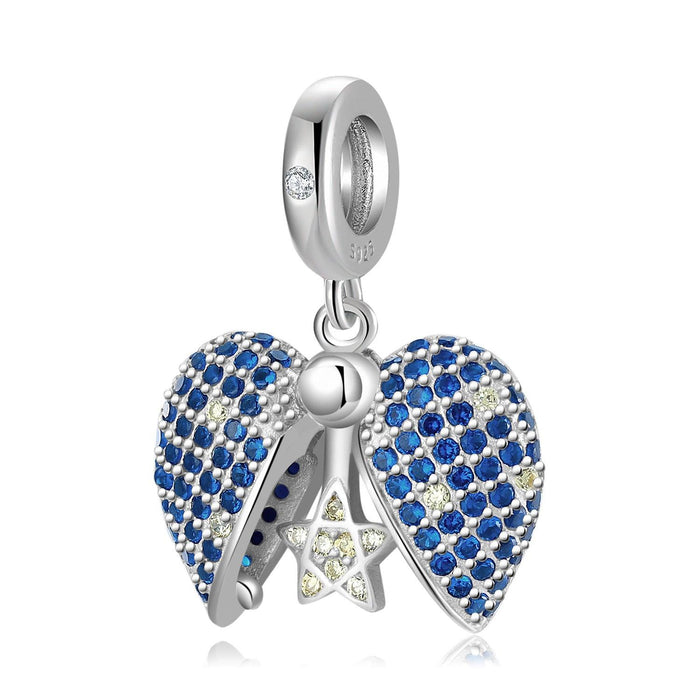 Blue Star Love Lock Series Beads 925 Sterling Silver Pendant Bracelet DIY Accessories