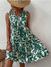 Bohemian Dresses Summer Beach Fashion Loose V-neck Pleated Print Sleeveless Dress For Women