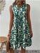 Bohemian Dresses Summer Beach Fashion Loose V-neck Pleated Print Sleeveless Dress For Women