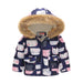 Boys and Girls Printed Hooded Children's Warm Cotton Jacket Thickened