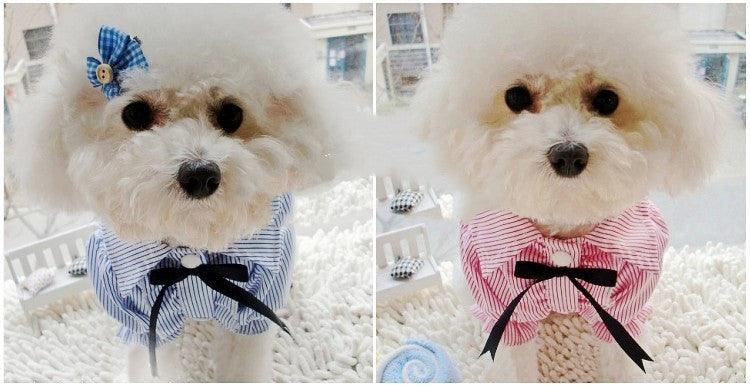Bubble Sleeve Bow Tie Pet Shirt Pet Clothes Dog Clothes Lovers Pet Shirt Pet Wholesale