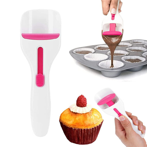Cake Batter Scoop Can Push Labor-saving Cupcake Spoon Cake Batter Distribution Liquid Chocolate Sauce Batter Measuring Spoon Kitchen Gadgets