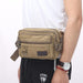 Canvas Fanny Pack With 4-Zipper Pockets Men Waist Bag Hip Bum Bag With Adjustable Strap For Outdoors Workout Traveling Casual Running Hiking Cycling