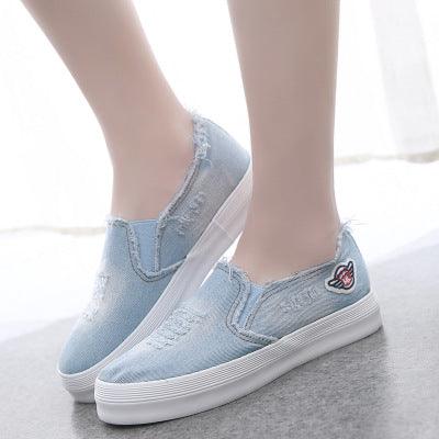 Canvas shoes female chunky loafer cowboy pedal casual ladies shoes