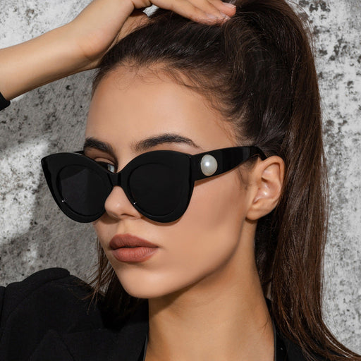 Cat Eye Large Rim Sunglasses Internet Influencer Street Snap Candy Color Pearl Glasses Women