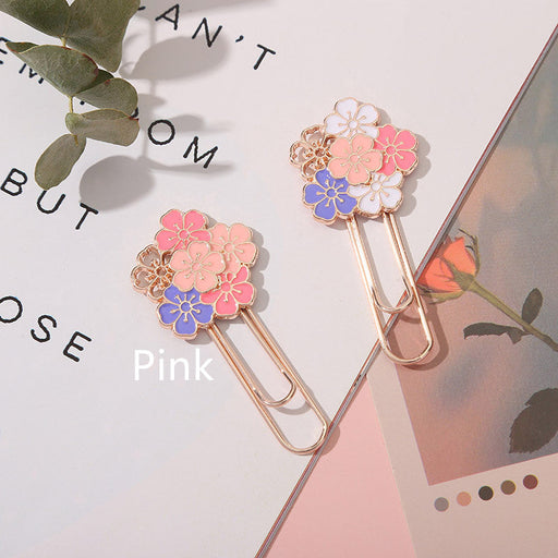 Children Learning Cherry Blossom Shape Paper Clip Bookmark Stationery